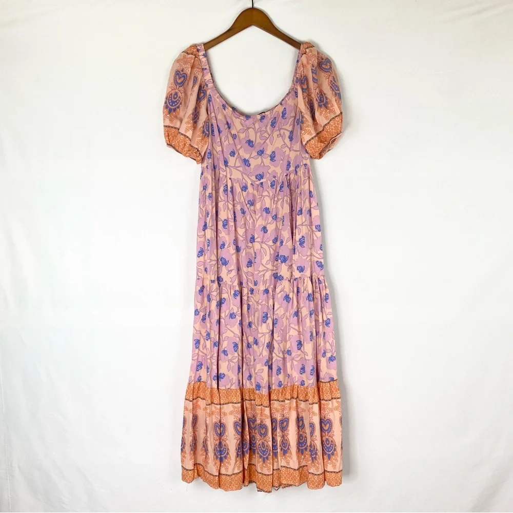 Petal + Pup Clarisse Dress‎ Floral Square Neck Size 10 Maxi Pink Orange